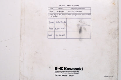 OEM Kawasaki 99924-1305-01 Service Manual KDX50A