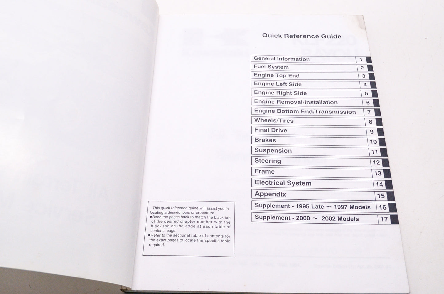 OEM Kawasaki 99924-1096-11 Service Manual KLF220A