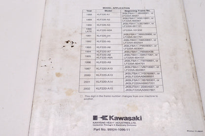 OEM Kawasaki 99924-1096-11 Service Manual KLF220A