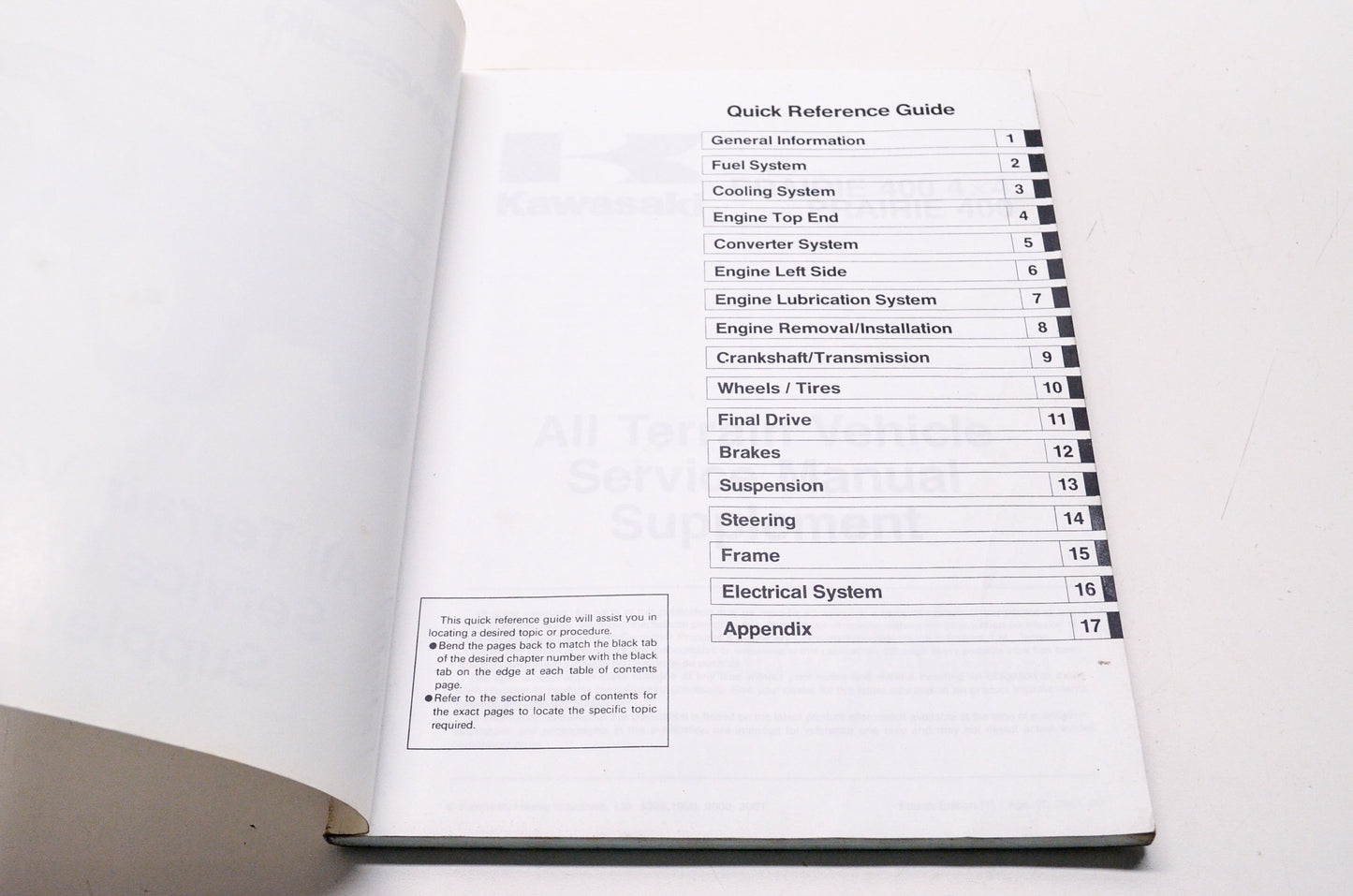 OEM Kawasaki 99924-1243-54 Service Manual Supplement KVF400