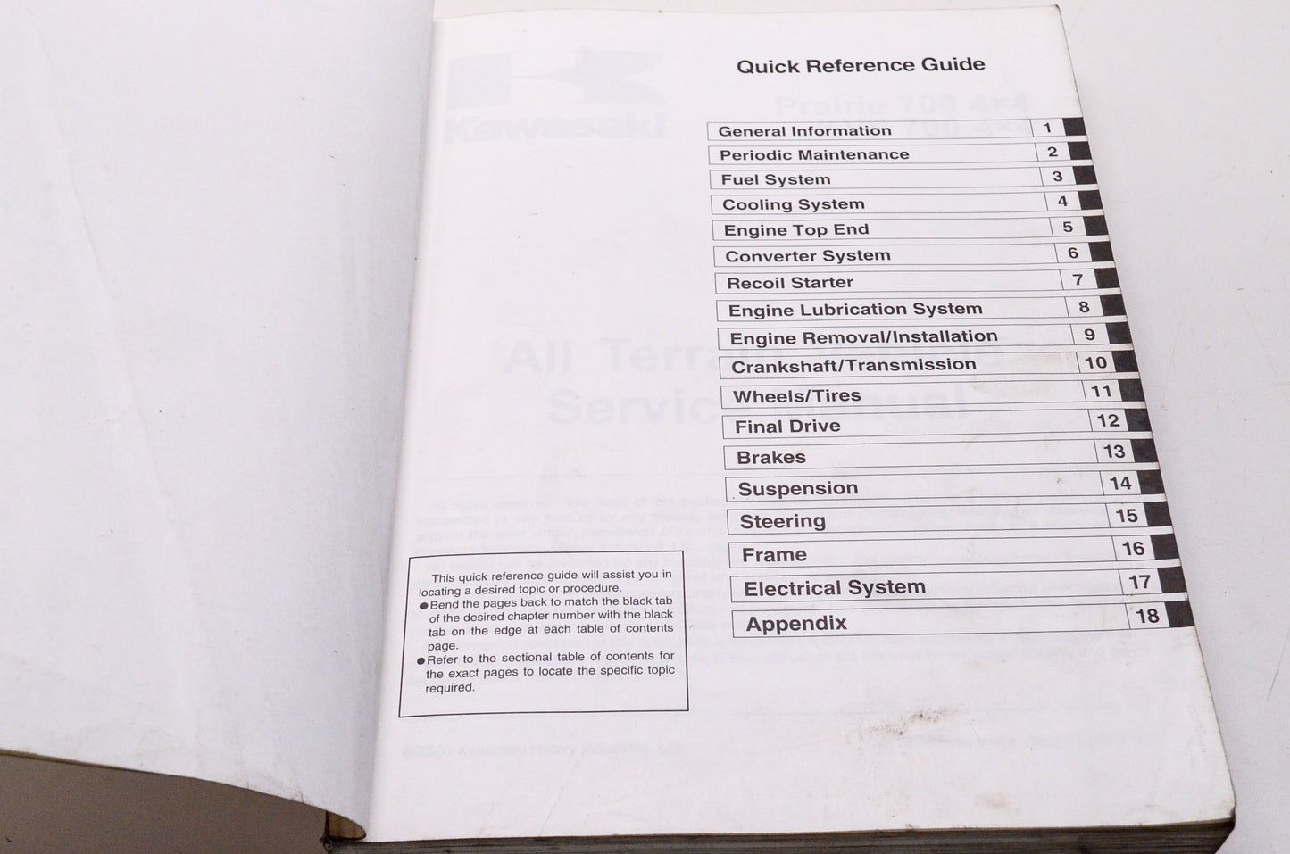 Kawasaki 2004 Prairie KVF 700 4x4 ATV Shop Repair Service Manual