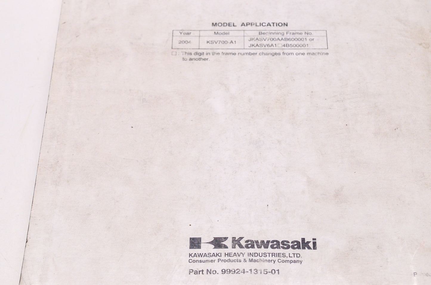 Kawasaki 2004 KFX 700 V Force ATV Shop Repair Service Manual