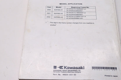 OEM Kawasaki 99924-1251-03 Service Manual KAF950