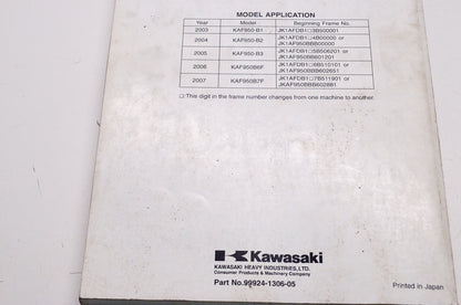 OEM Kawasaki 99924-1306-05 Service Manual KAF950B
