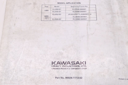 OEM Kawasaki 99924-1113-02 Service Manual KL650B