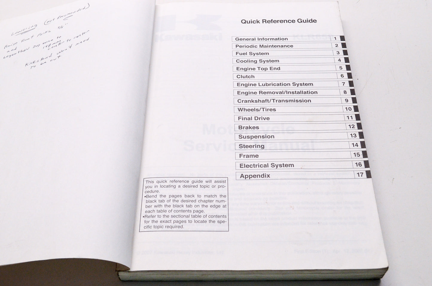 OEM Kawasaki 99924-1384-01 Service Manual KL650E