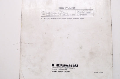 OEM Kawasaki 99924-1050-01 1984 KLR 600 Shop Repair Service Manual