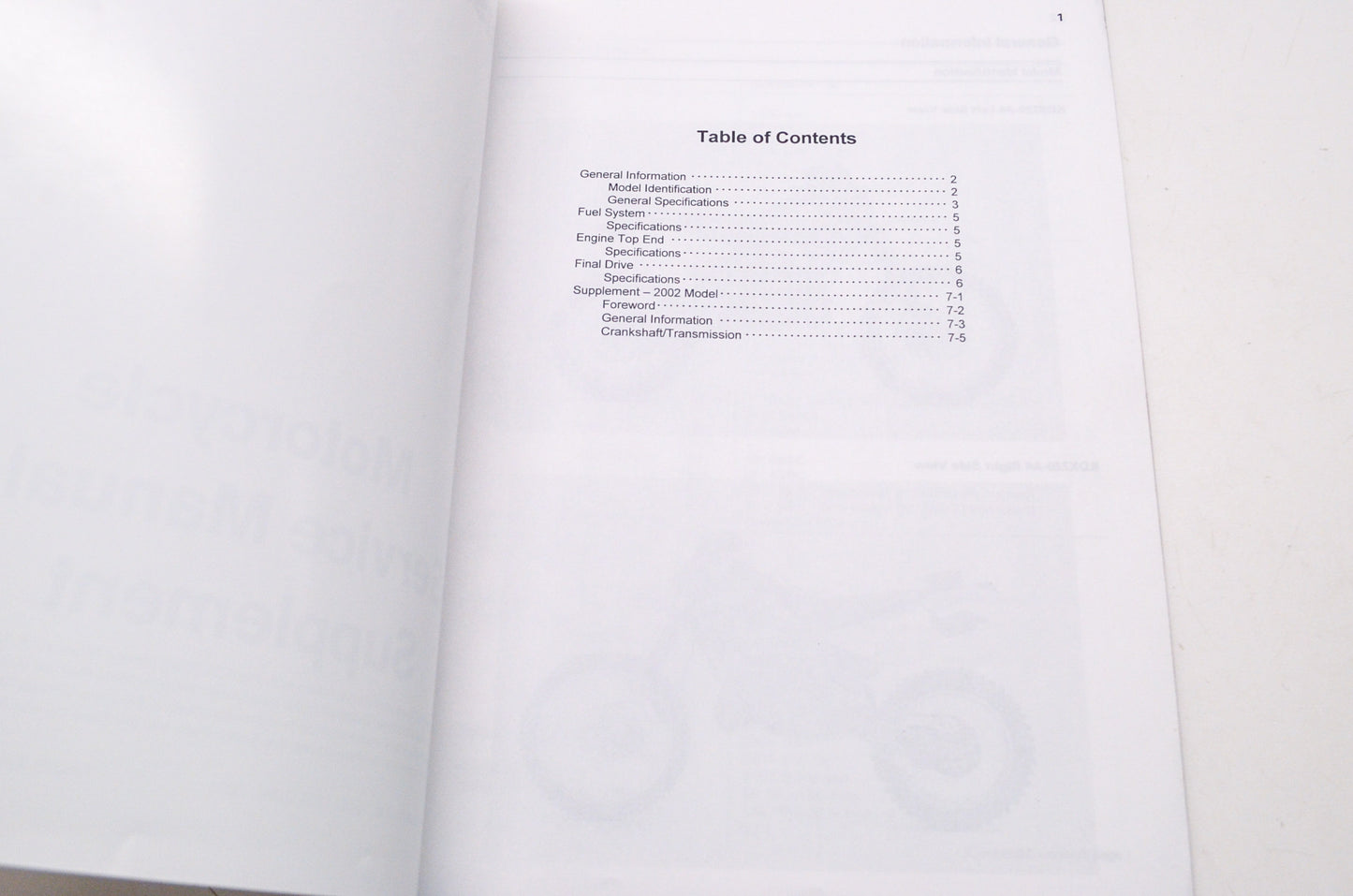 OEM Kawasaki 99924-1204-54 Service Manual Supplement KDX220A