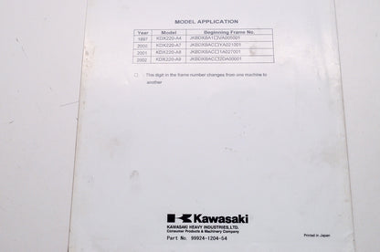 OEM Kawasaki 99924-1204-54 Service Manual Supplement KDX220A
