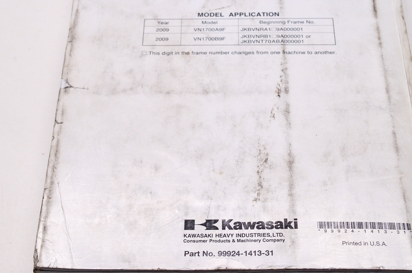 OEM Kawasaki 99924-1413-31 Service Manual VN1700B