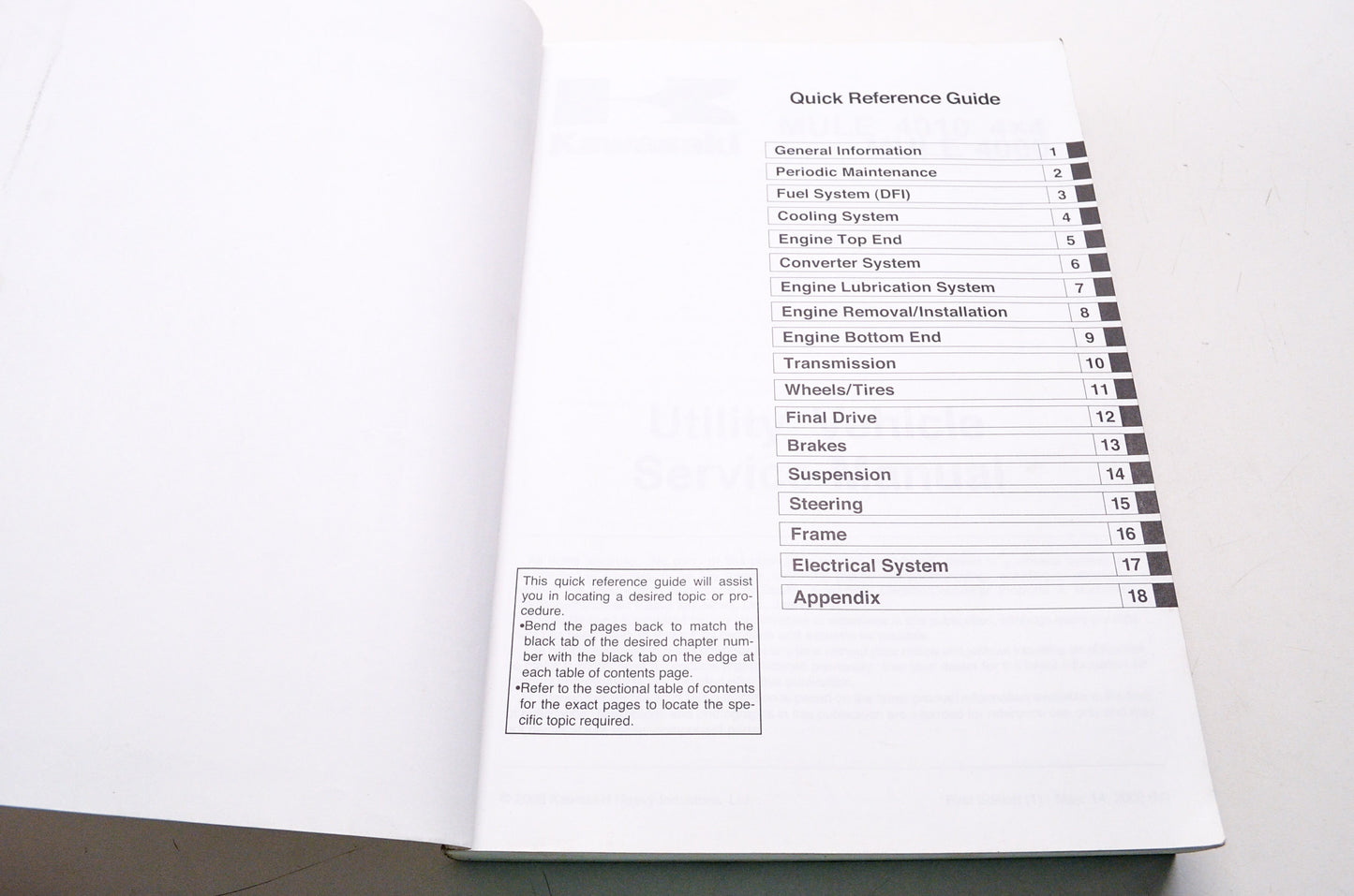 Kawasaki 2009 Mule 4000 4010 4x4 Utility Vehicle Shop Repair Service Manual