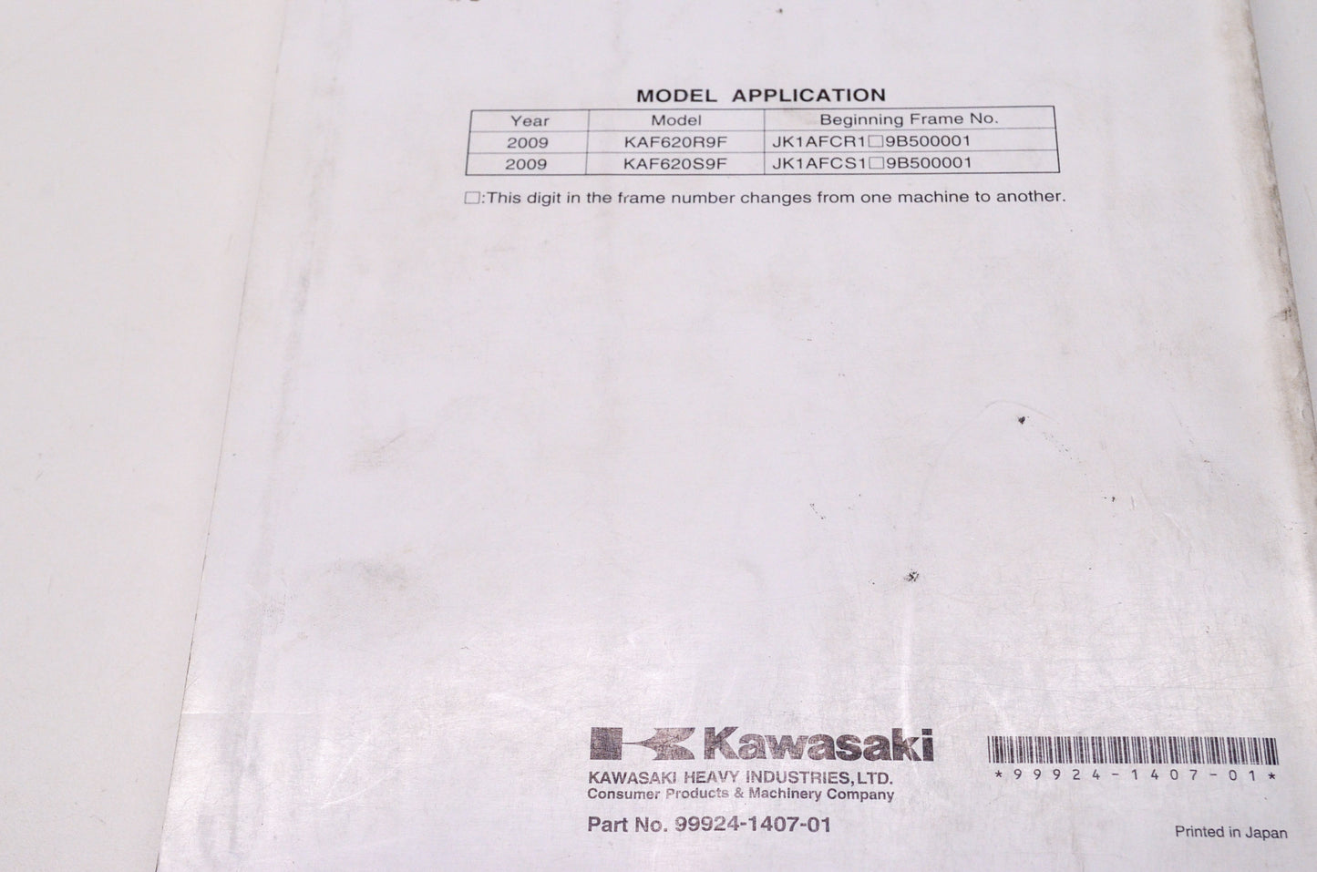 Kawasaki 2009 Mule 4010 Trans 4x4 Utility Vehicle Shop Repair Service Manual
