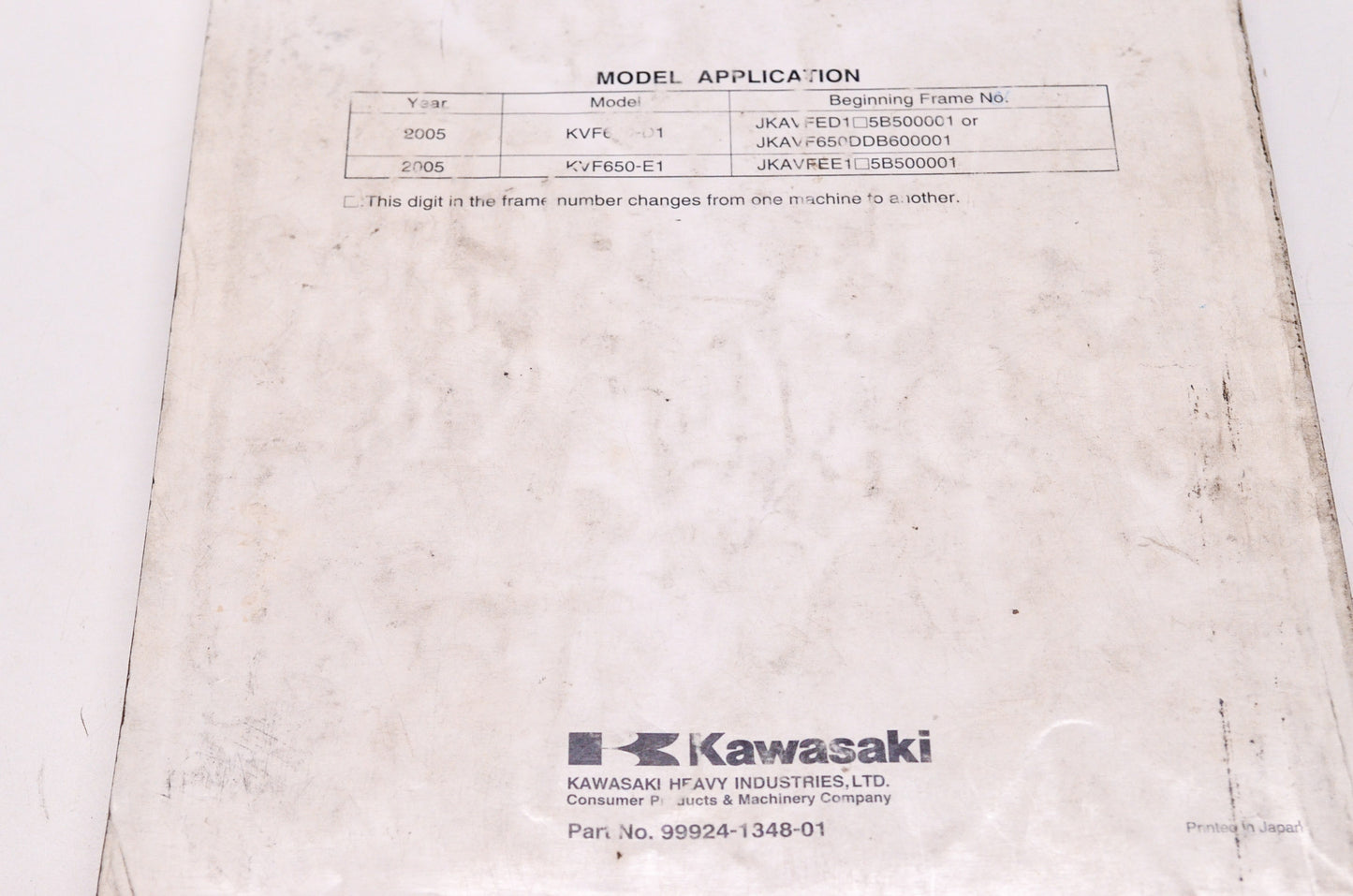 OEM Kawasaki 2005 Brute Force KVF 650 4x4 ATV Shop Repair Service Manual