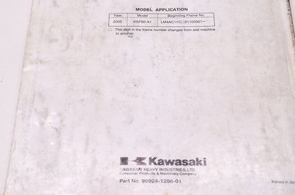 OEM Kawasaki 99924-1296-01 Service Manual KSF80