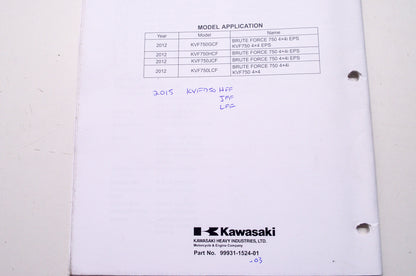 OEM Kawasaki 99931-1524-01 Brute Force 750 4x4i KVF750 4x4 EPS AT