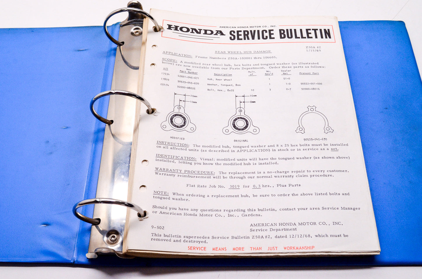 Service Bulletin Collection Pre 1978 Vintage 1/15/69 - 5/22/75