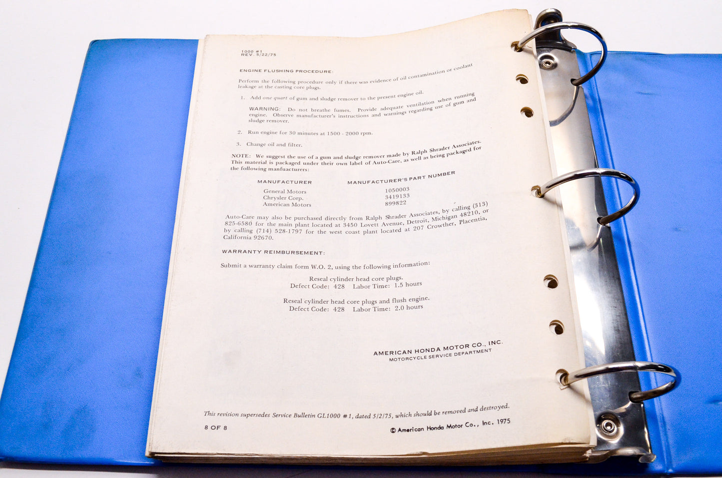 Service Bulletin Collection Pre 1978 Vintage 1/15/69 - 5/22/75