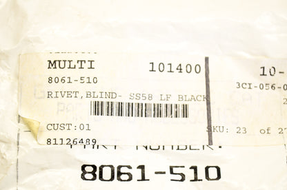 OEM Arctic Cat 8061-510 BLIND-LF SS58 Black Rivet