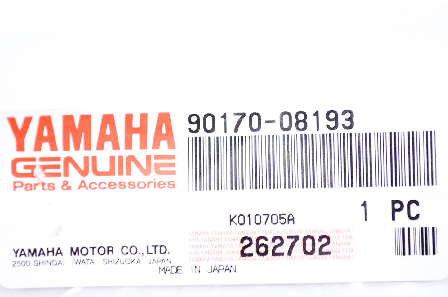OEM Yamaha 90170-08193-00 Hexagon Nut Qty 2 NOS