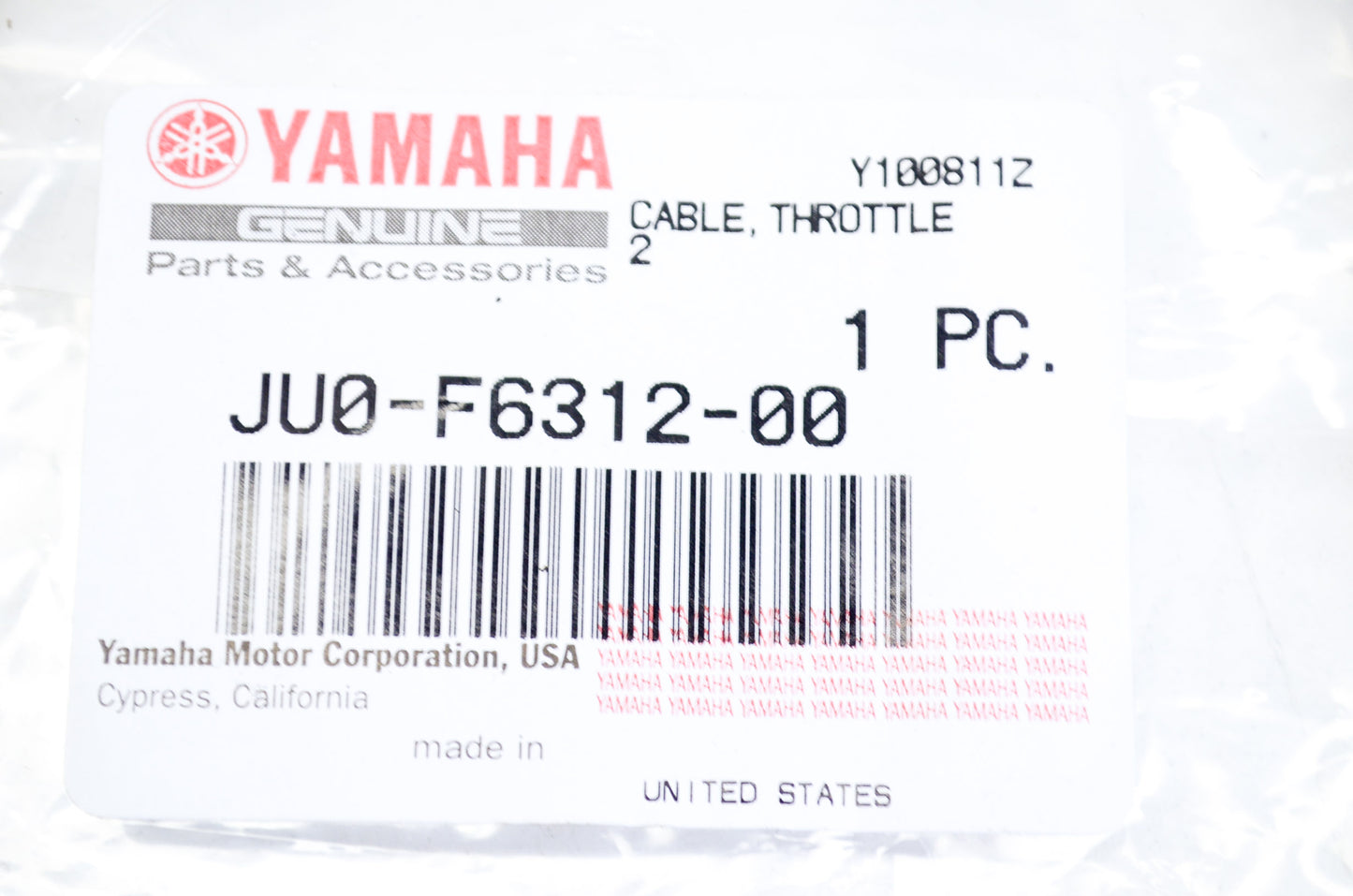 OEM Yamaha JU0-F6312-00-00 Throttle Cable 2
