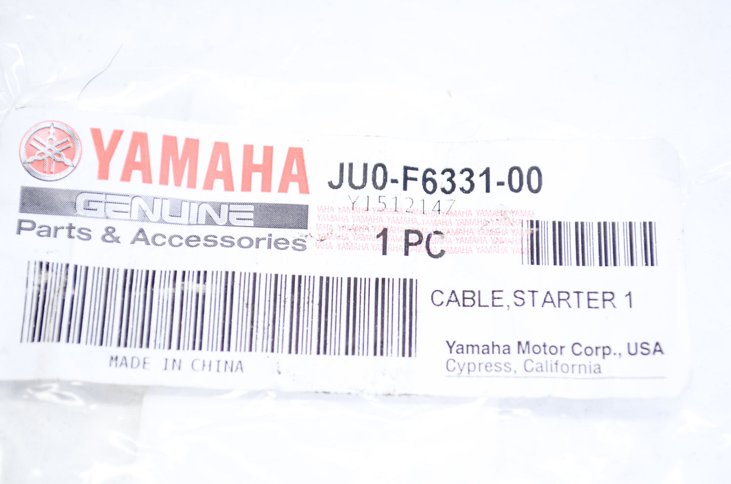 OEM Yamaha JU0-F6331-00-00 Starter Cable 1 NOS