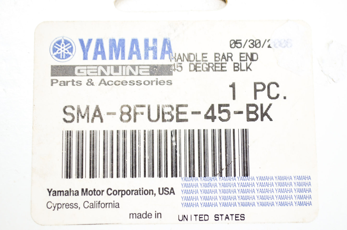 OEM Yamaha SMA-8FUBE-45-BK Handlebar End 45 Degree NOS