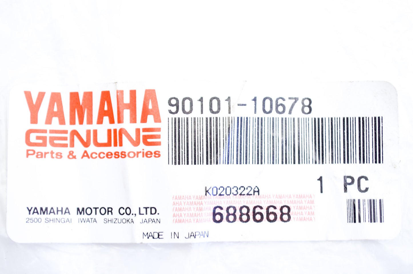 OEM Yamaha 90101-10678-00 Bolt