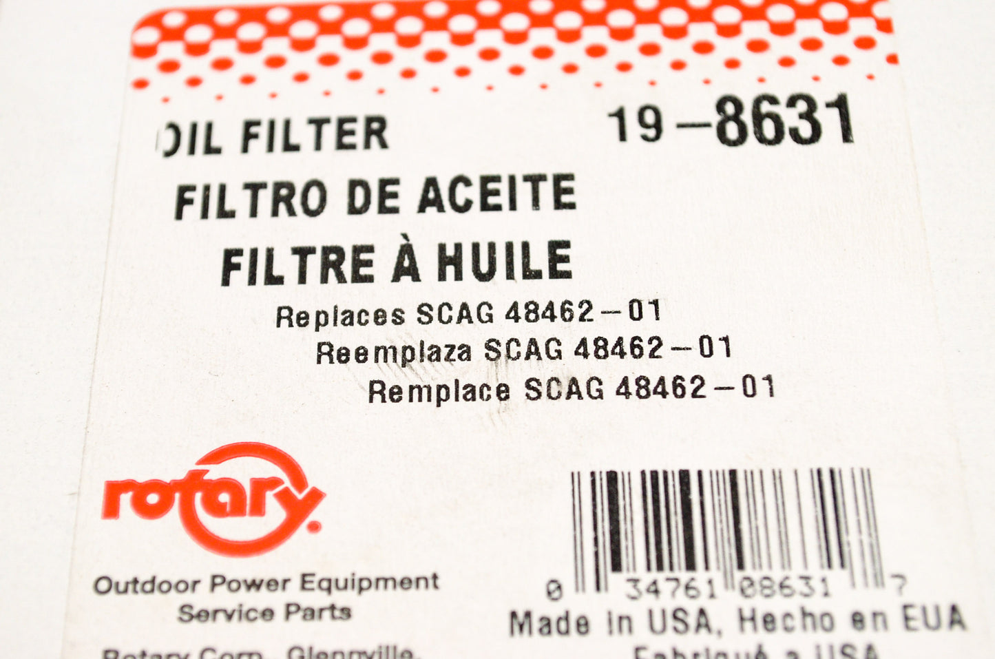 New Rotary Oil Filter Scag NOS