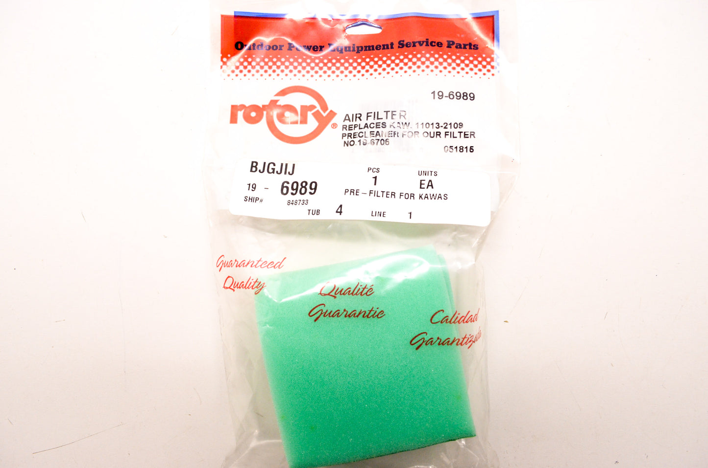 Rotary 19-6989, 11013-2109, 6989 Foam Air Filter Kawasaki Precleaner for 19-6706