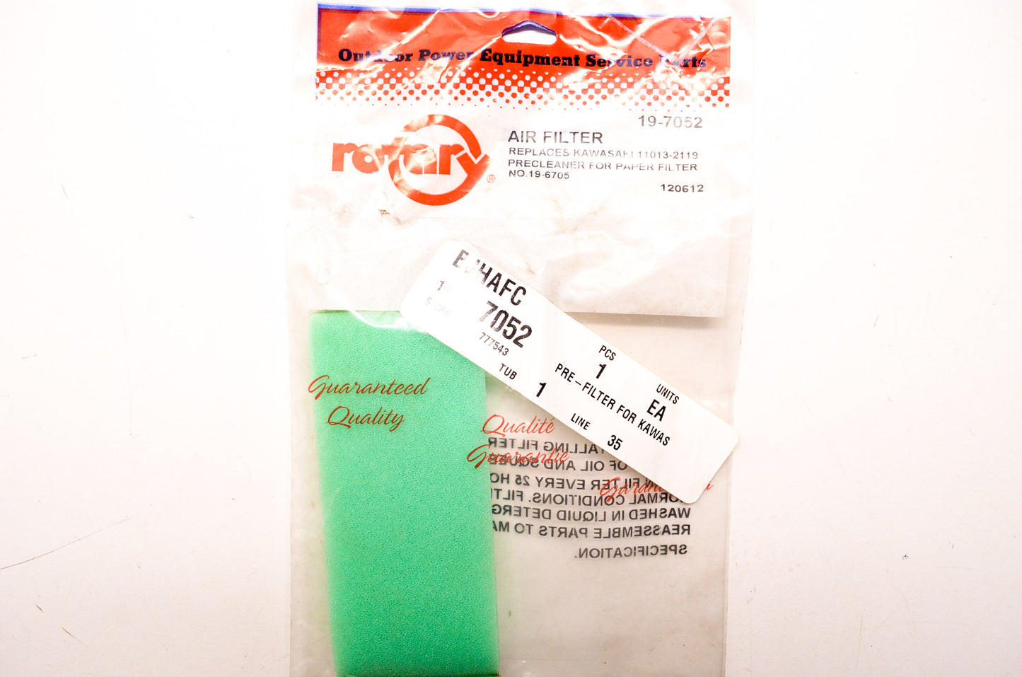 New Rotary Foam Air Filter Kawasaki Precleaner for 19-6705 NOS