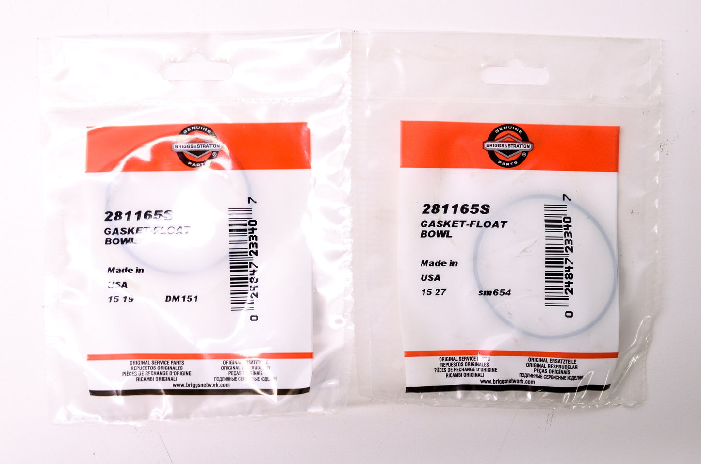OEM Briggs & Stratton 281165S Float Bowl Gasket Qty 2 NOS