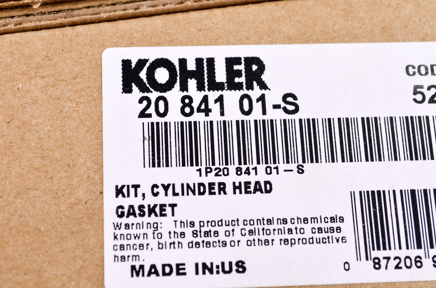 New Kohler 20 841 01-S Cylinder Head Gasket Kit NOS