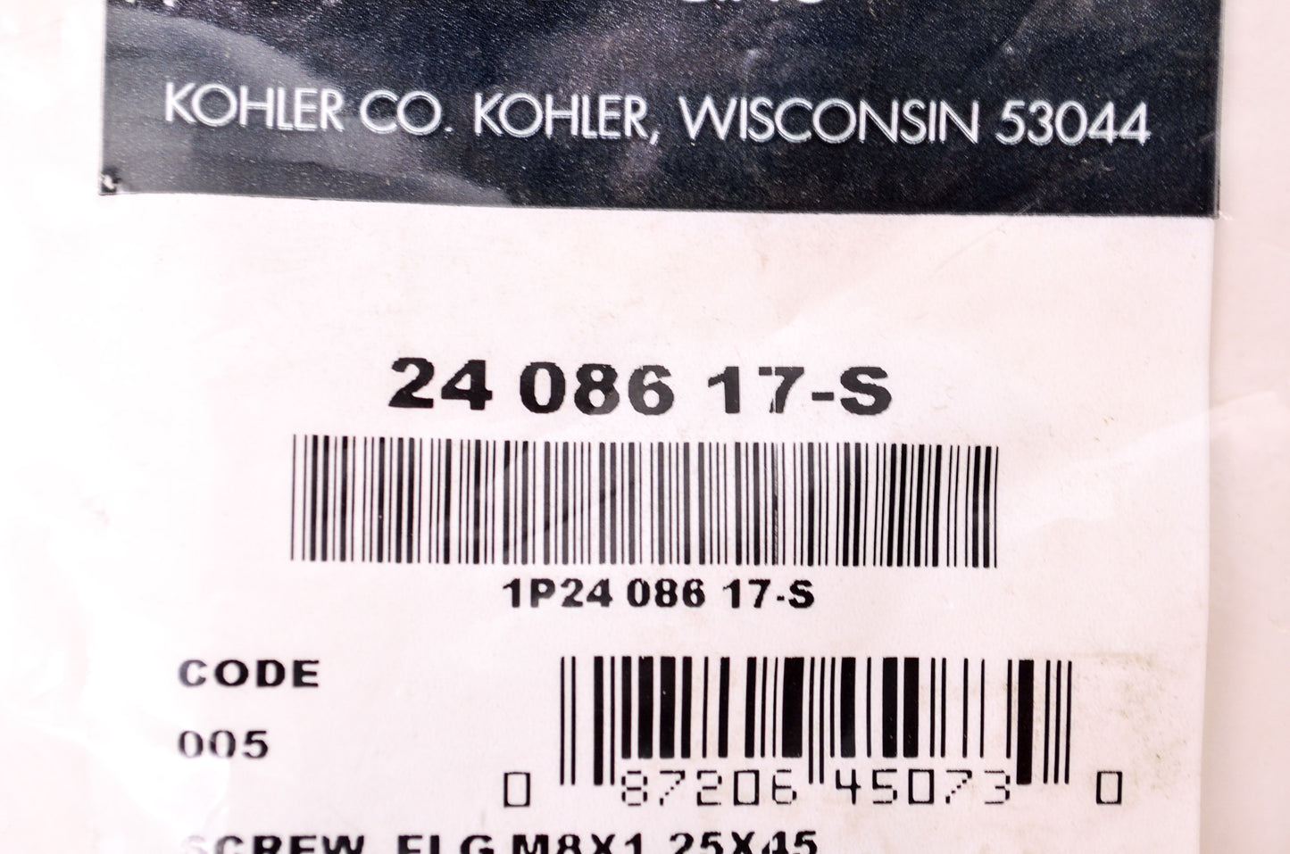 Kohler 24 086 17-S Screw M8X1.25X45 NOS