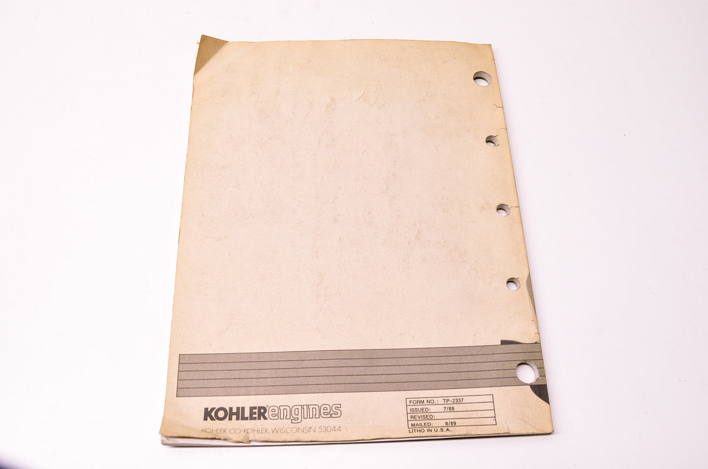 Kohler TP-2337 Service Manual Command 5 HP NOS