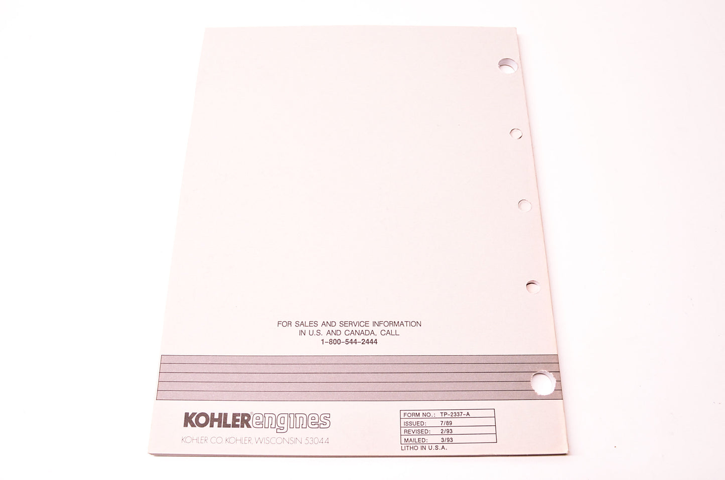 Kohler TP-2337-A Service Manual Command 5-6 HP NOS