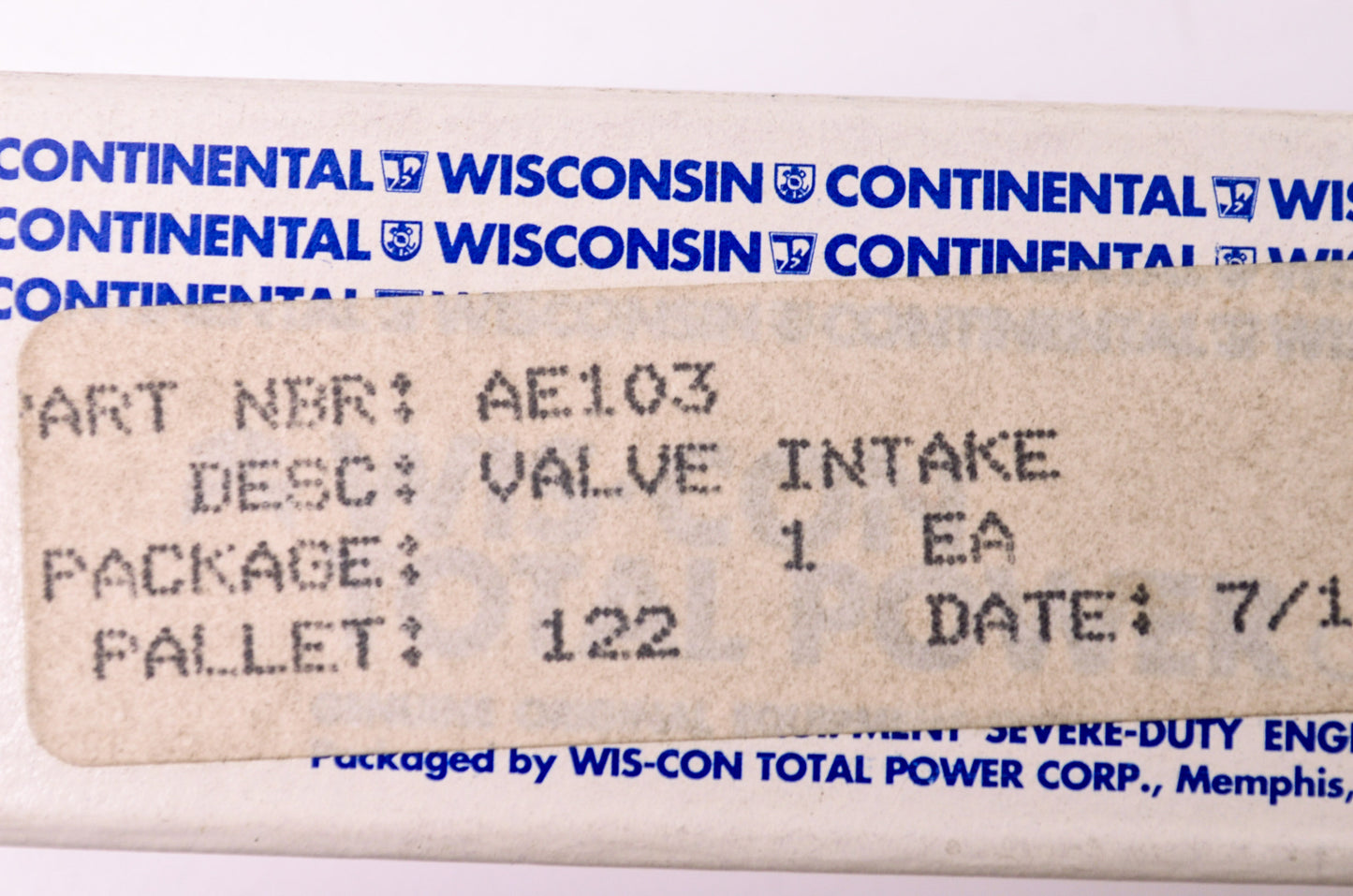New Wisconsin Intake Valve NOS