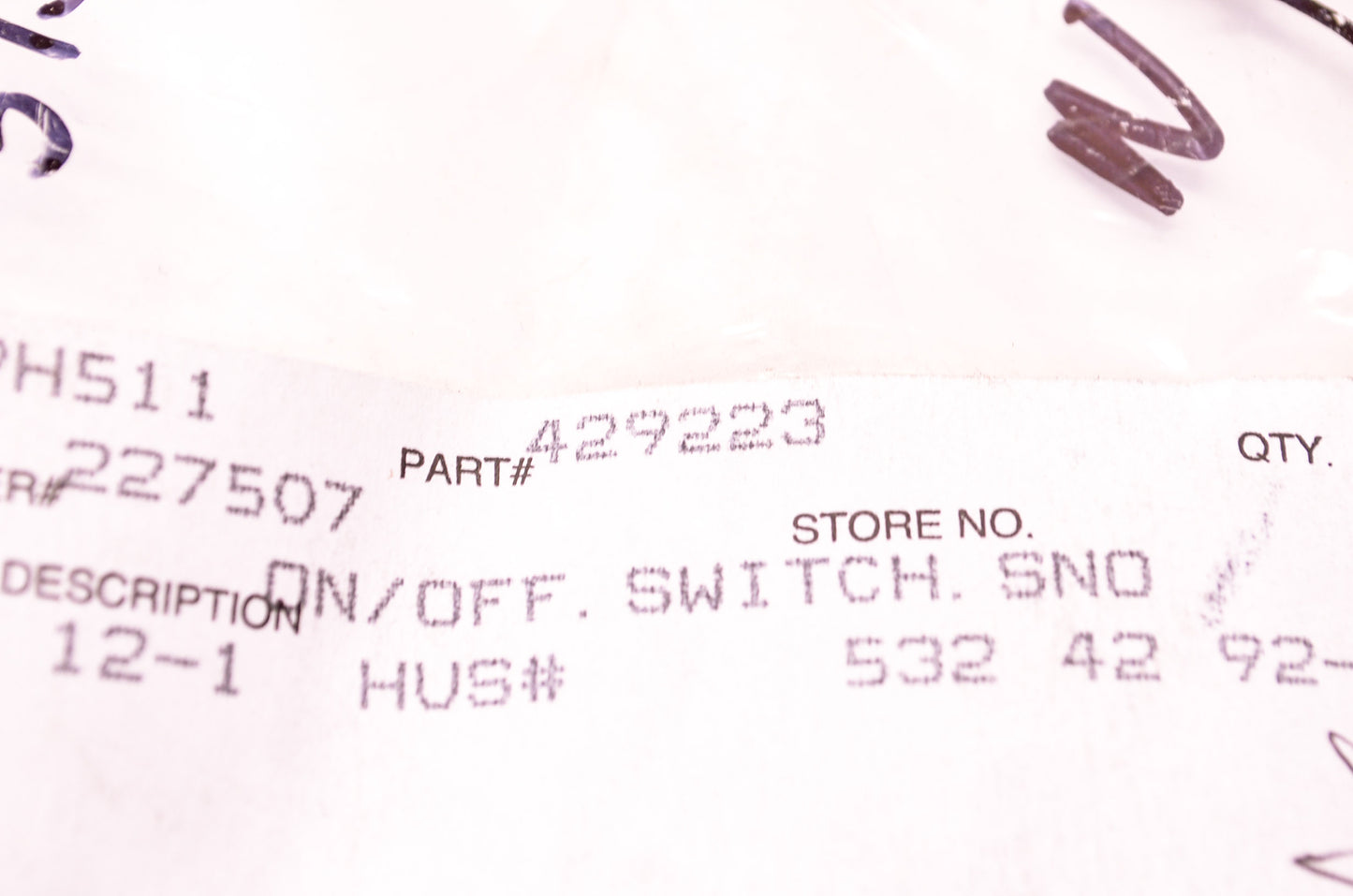 New AYP On/Off Switch 3-4 HP NOS