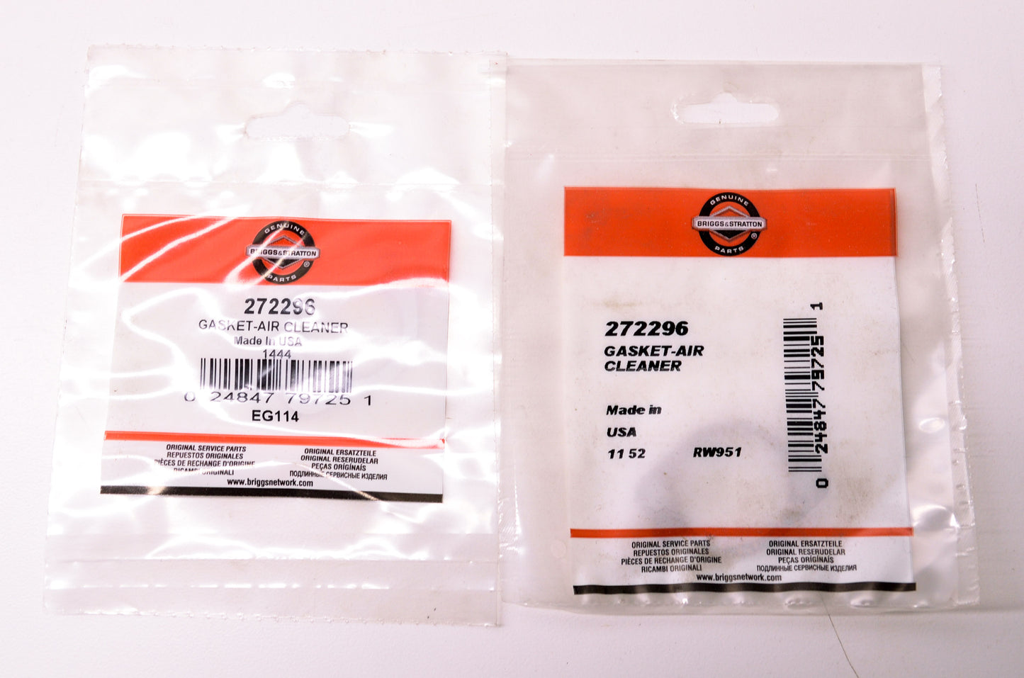 OEM Briggs & Stratton 272296 Air Cleaner Gasket Qty 2 NOS