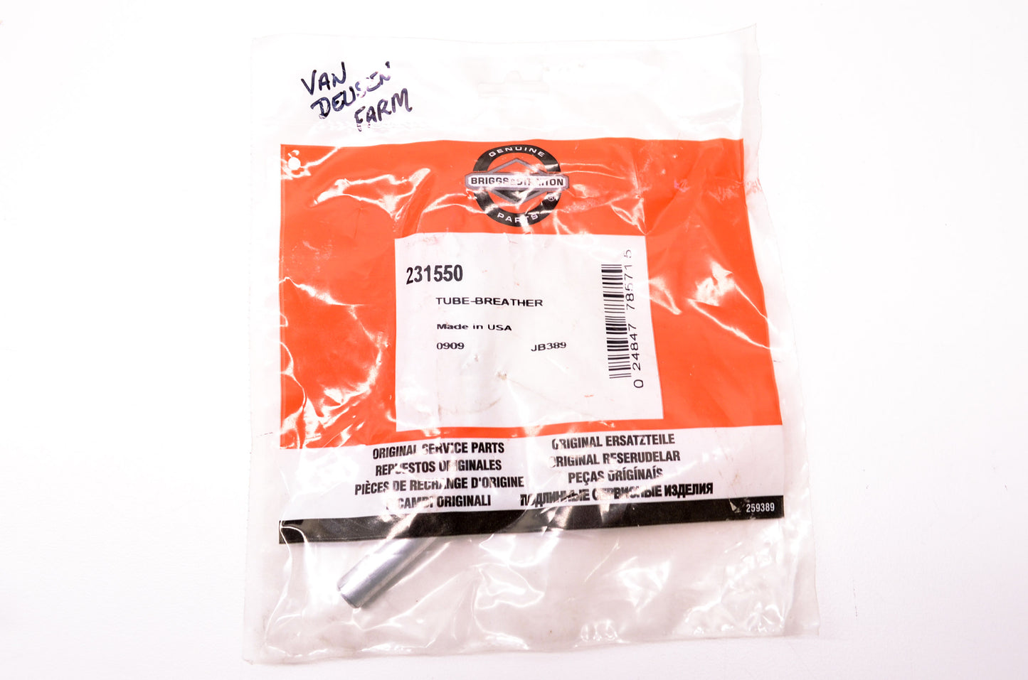 New Briggs & Stratton Breather Tube NOS