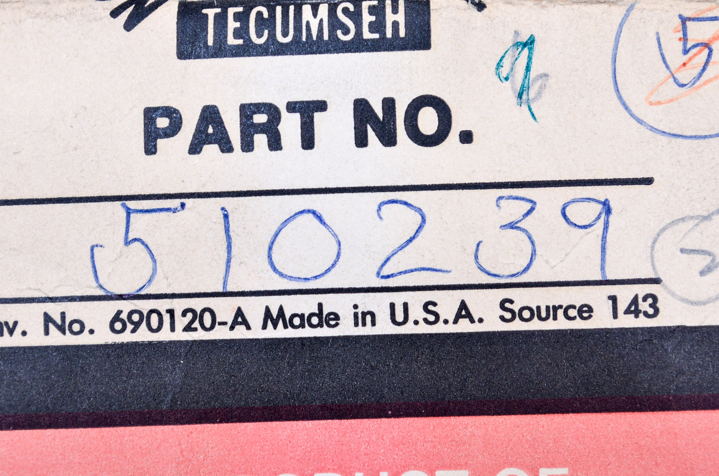 Tecumseh 510239 Gasket NOS