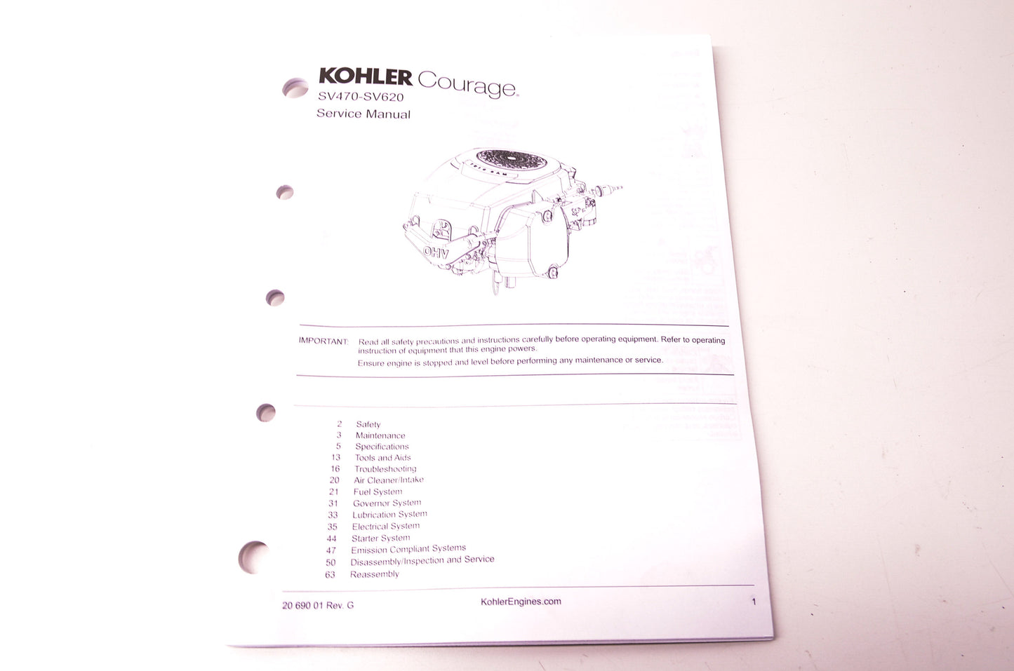 New Kohler Courage Series Service Repair Manual NOS