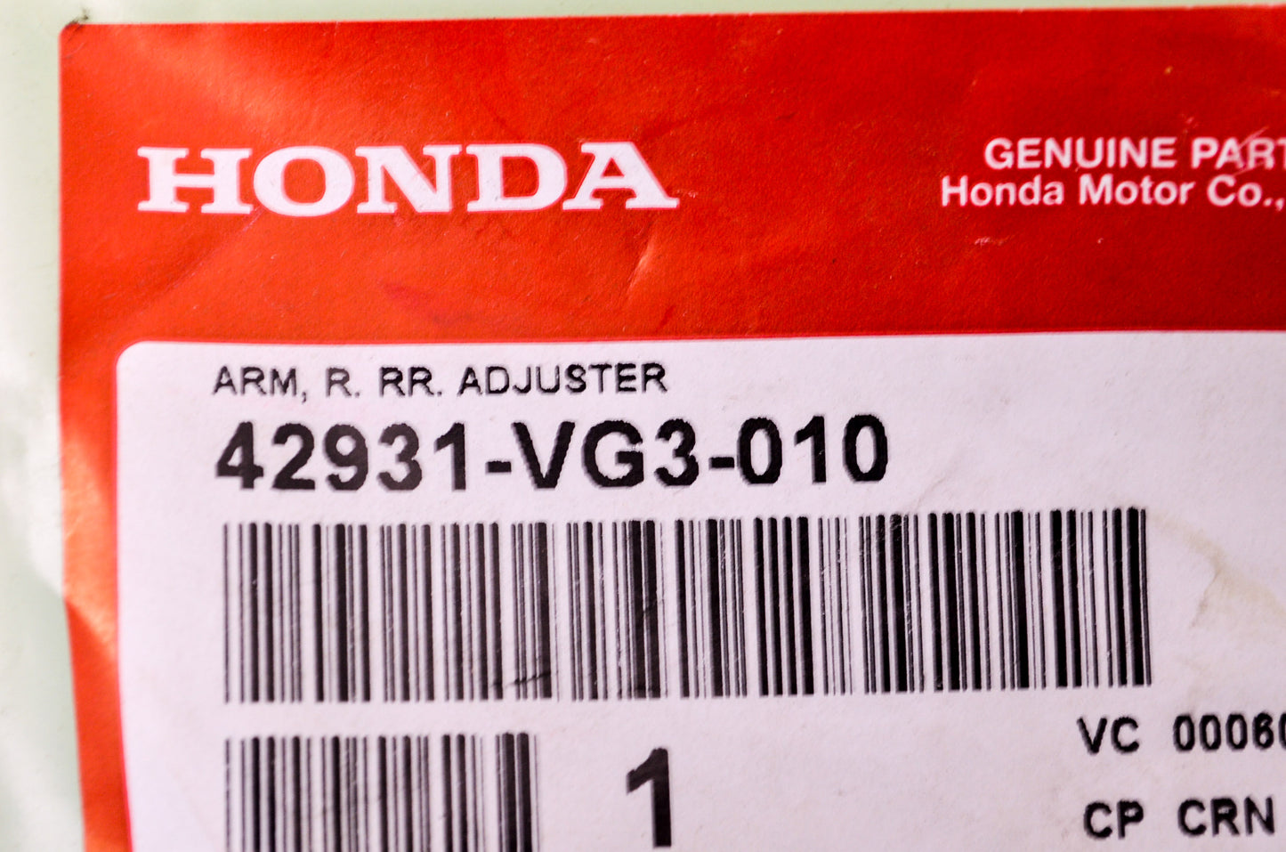 OEM Honda 42931-VG3-010 Rear Right Adjuster Arm NOS