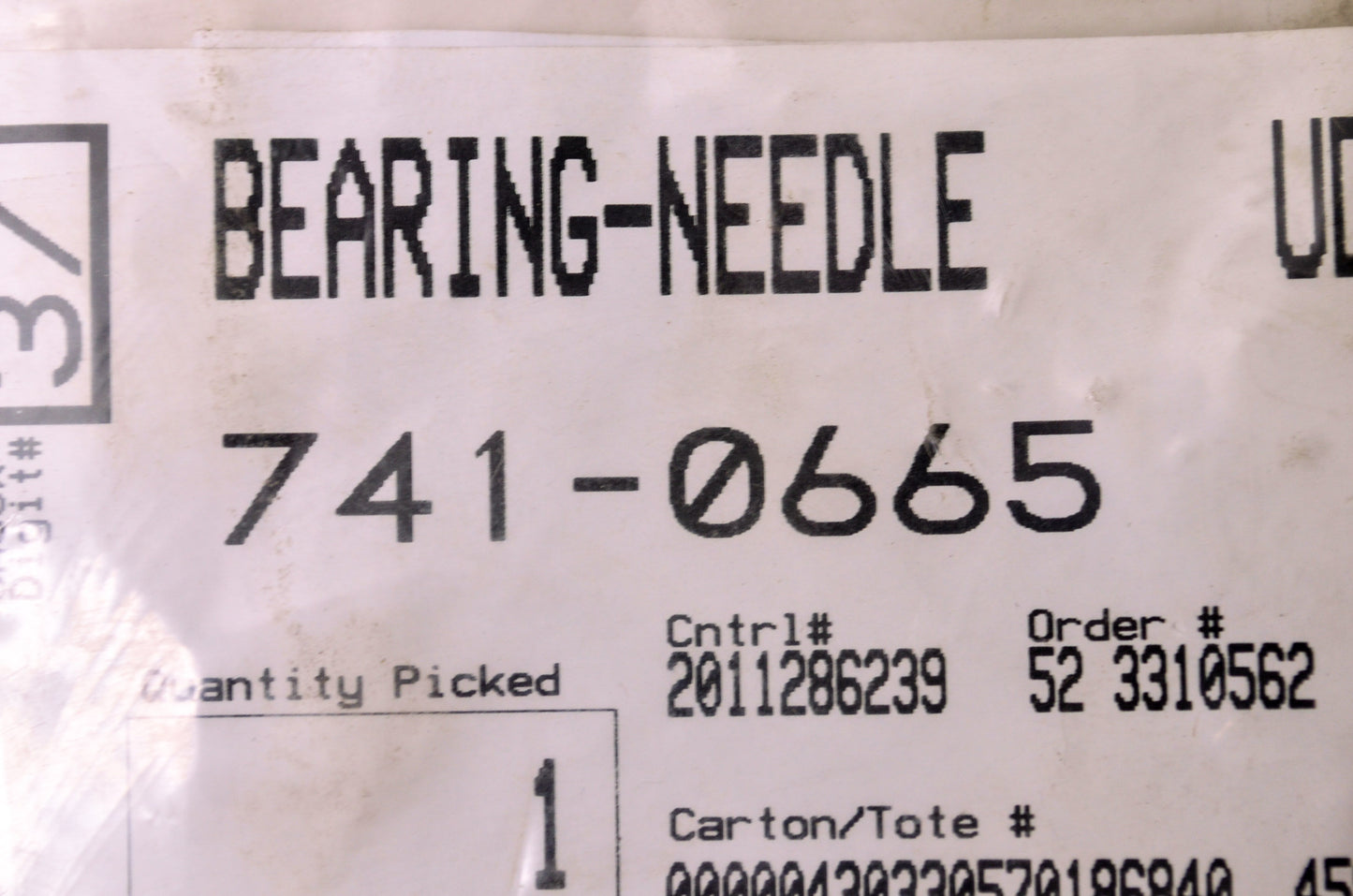 New MTD Needle Bearing NOS