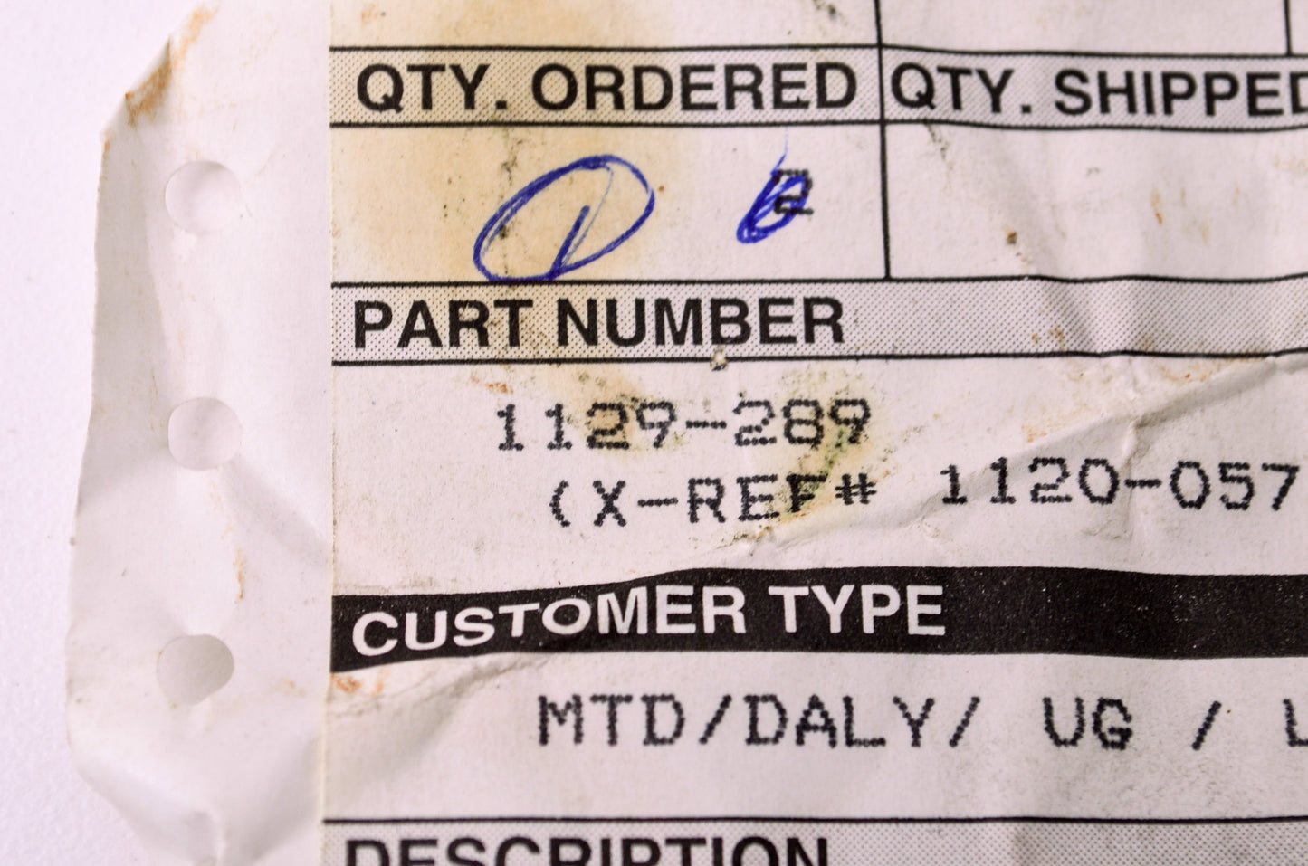 MTD 1129-289 Pulley Kit NOS