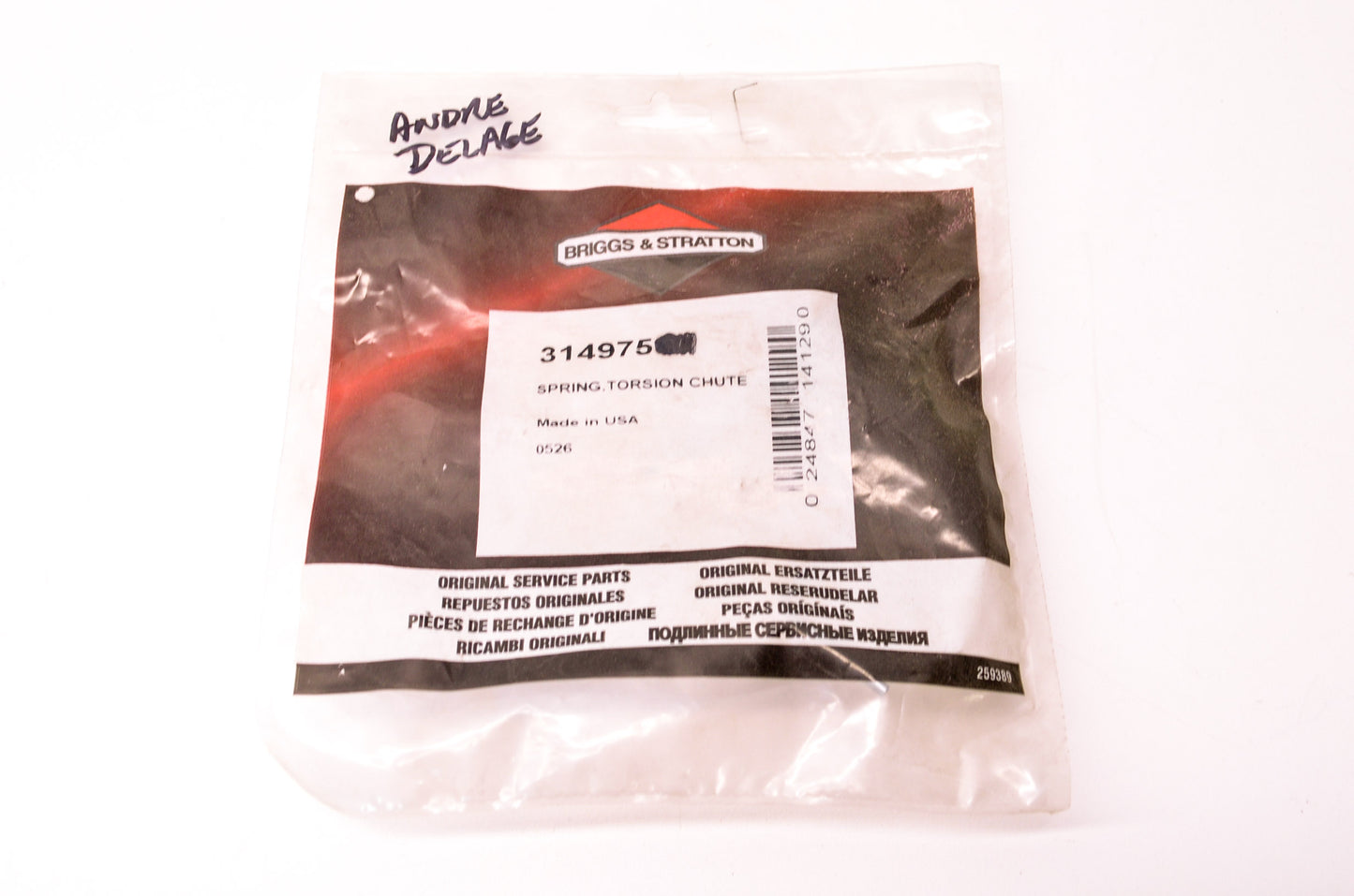 OEM Briggs & Stratton 314975 Chute Torsion Spring NOS