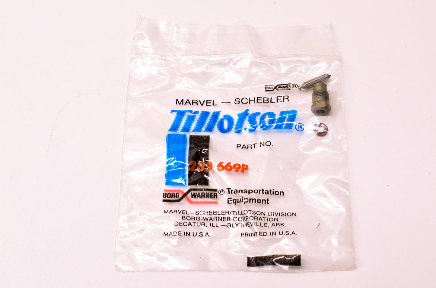 Tillotson 233-669 Needle & Seat Kit NOS