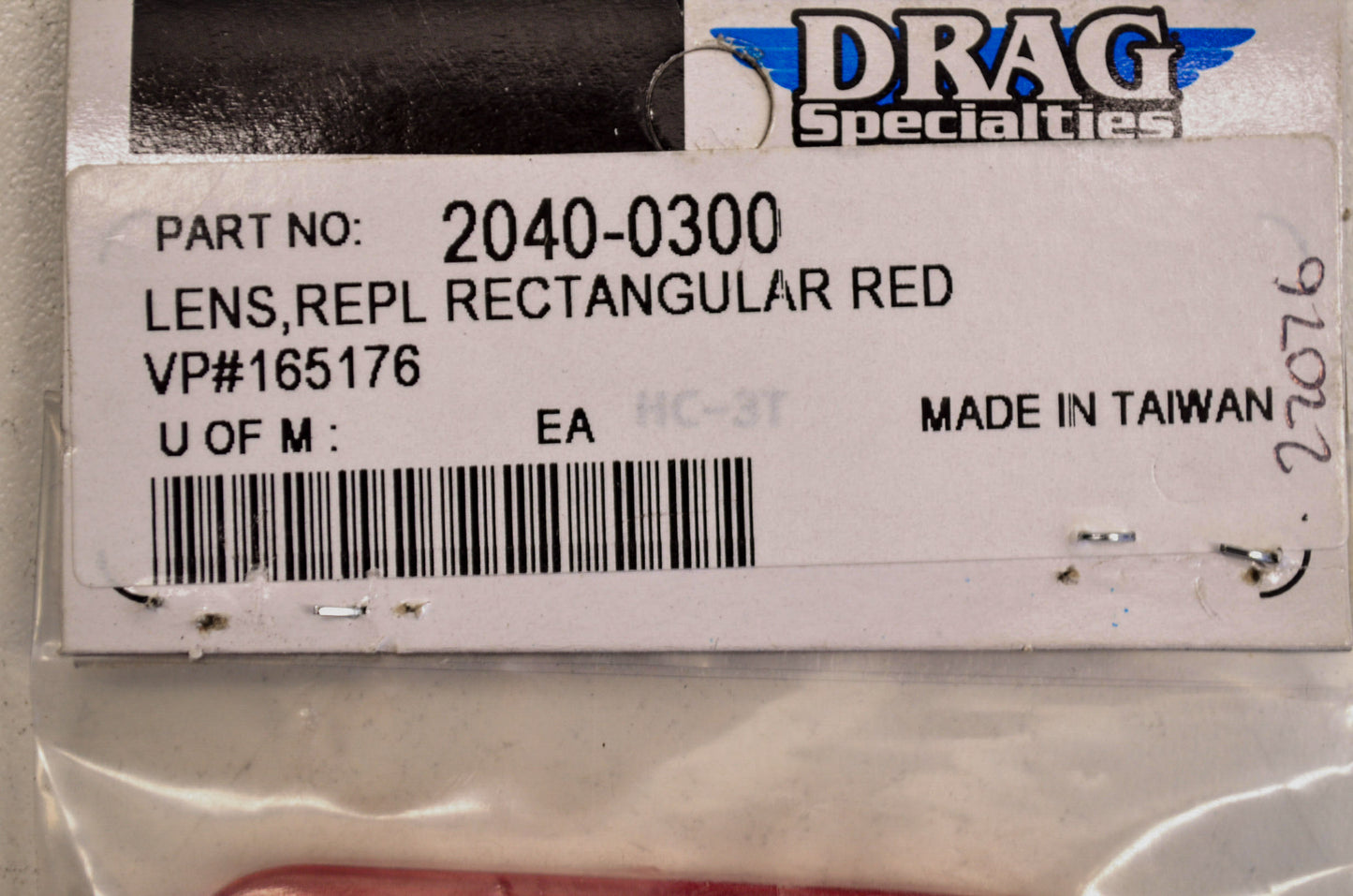 New Drag Specialties Rectangular Red Lens NOS