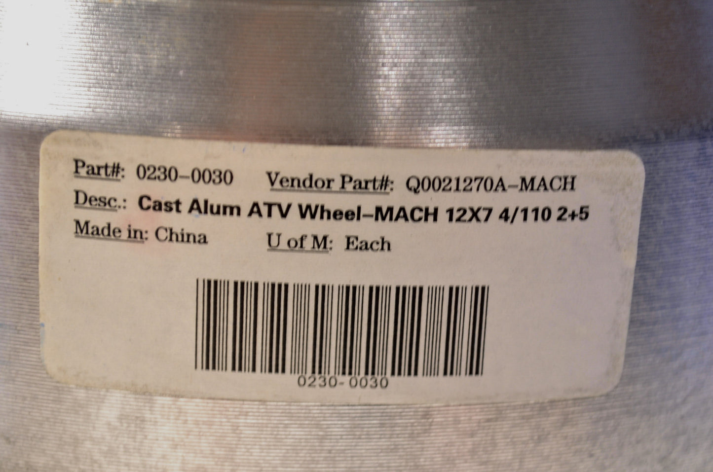 Cast Aluminum Wheel Pair 12'x7' 4/110 2+5 NOS