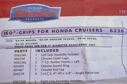New Kuryakyn Chrome ISO Grip Kit Honda NOS