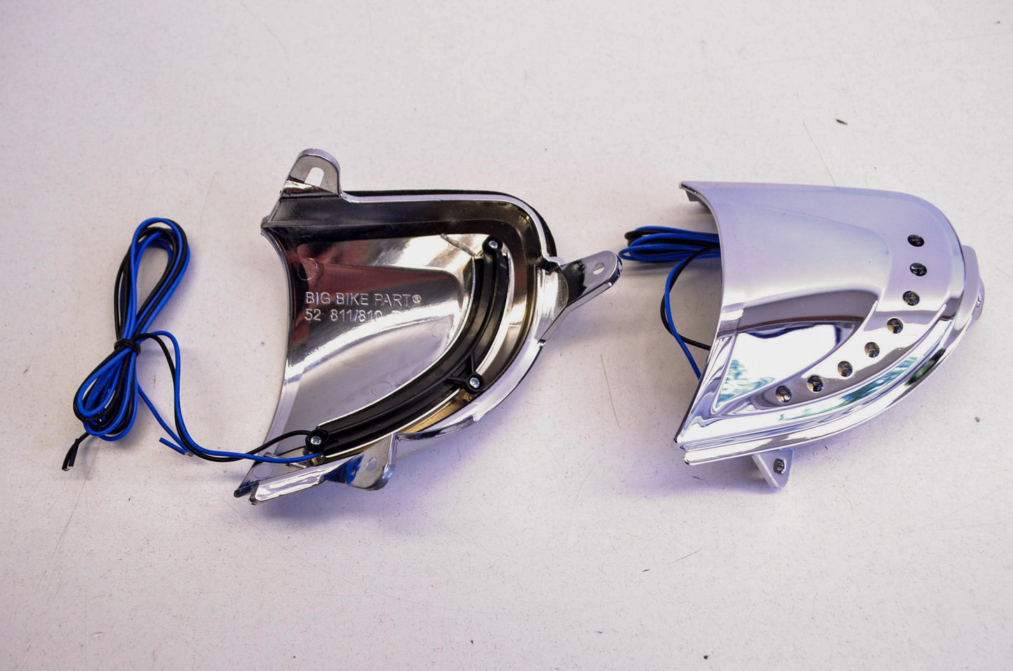 New Show Chrome Big Bike Parts LED Headlight End Trim Kit NOS